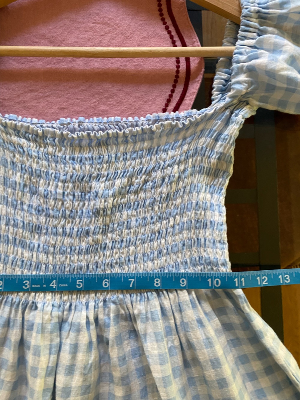 Sleeper Atlanta Linen Midi Dress Blue Gingham Medium - Picture 14 of 15
